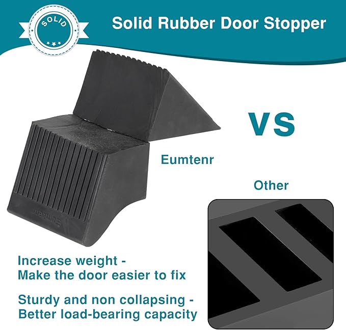 Rubber Door Stoppers for Bottom of Door, Large Solid Heavy Duty Door Stop Wedge - Image 3