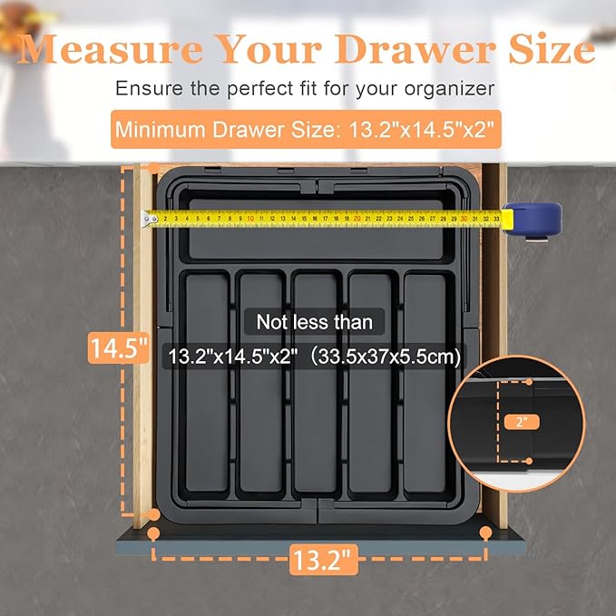 Silverware Organizer Expandable Kitchen Utensil Drawer Organizer Large BPA Free - Image 6