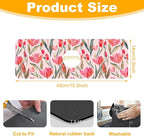 2 Pack Watercolor Tulips Sink Faucet Absorbing Mat Pink Tulips Super Absorbent - Image 2