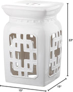 Safavieh Castle Gardens Collection Beijing Filigree Antique White Glazed Ceramic Garden Stool - Image 2