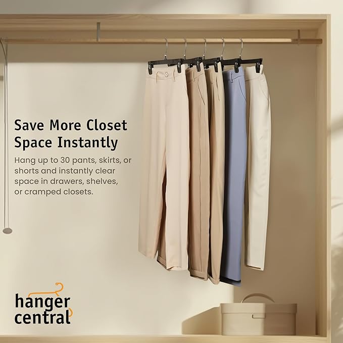 Hanger Central 30 Pack Pants Hangers – 12 Inch Slim Plastic Clothes Hangers - Image 4