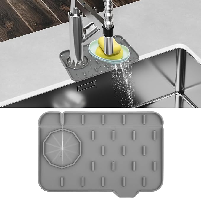 Sink Faucet Splash Guard Mat Silicone Soap Dish Pad Faucet Handle Drip Catch by Dimeho