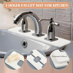 3 Square Hole White Faucet Mat for Kitchen Sink Bathroom 16.14" x 4.49" Kitchen - Image 4