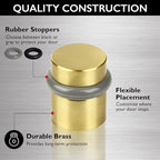 Modern Cylindrical Door Stop – Satin Brass Floor Rubber Bumper - Image 3