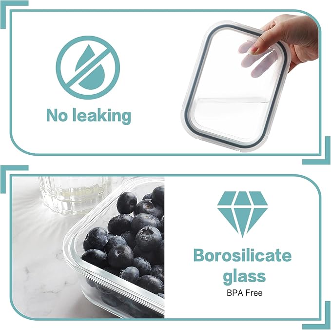 HOMBERKING 10 Pack 22oz Glass Meal Prep Containers, Food Storage Containers - Image 4
