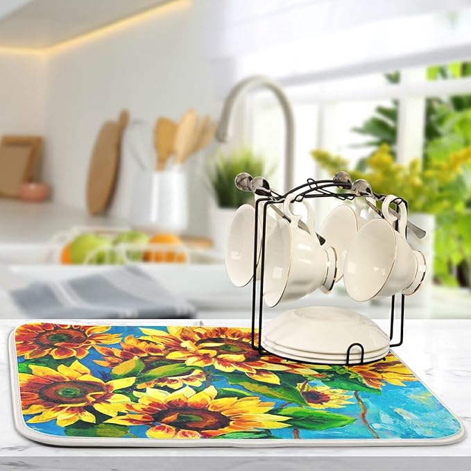 Super Absorbent Dish Drying Mat, Microfiber Fast-Drying Dish Mat, Kitchen Dish - Image 5
