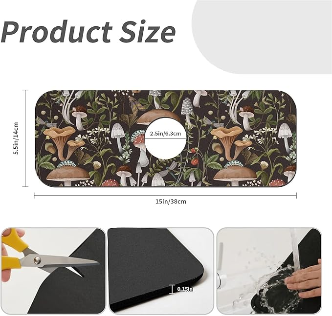 Kitchen Sink Splash Guard，Bobo mushrooms Faucet Mat Sink Gadgets-Super - Image 3