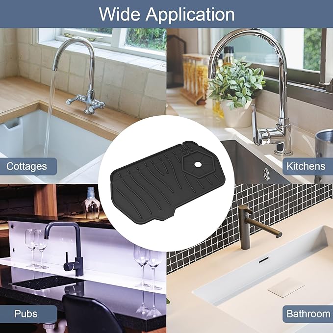 Sink Drain Mat Behind Faucet, Unilateral Faucet Guard Draining Mat, 90° - Image 6