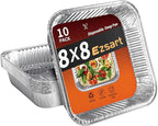 Aluminum Pans 8x8-10 Pack Disposable Foil Pans, Aluminum Roasting Trays by Unknown