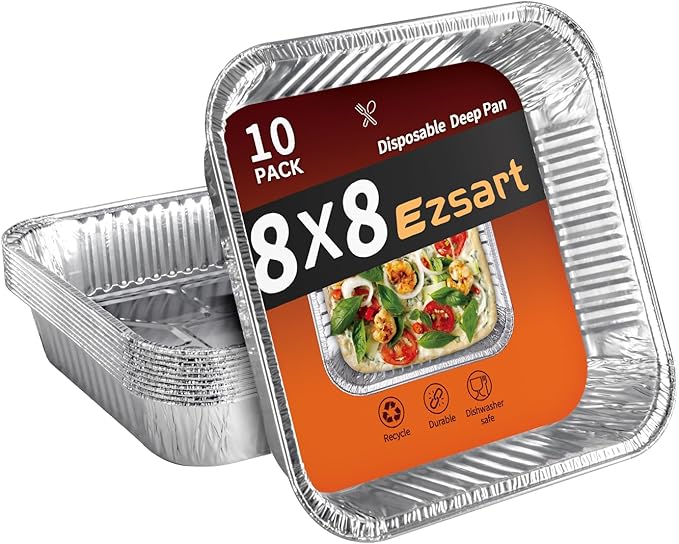 Aluminum Pans 8x8-10 Pack Disposable Foil Pans, Aluminum Roasting Trays by Unknown