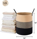 VIPOSCO Large Laundry Hamper, Tall Woven Rope Storage Basket - Image 5