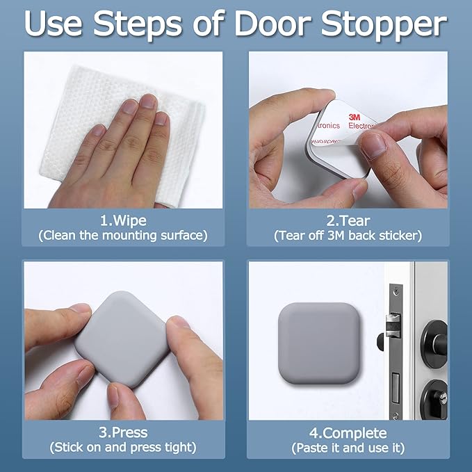 XoYoZo Door Stoppers Wall Protector Buffer Guard Doorknob Door Handle Bumper - Image 3