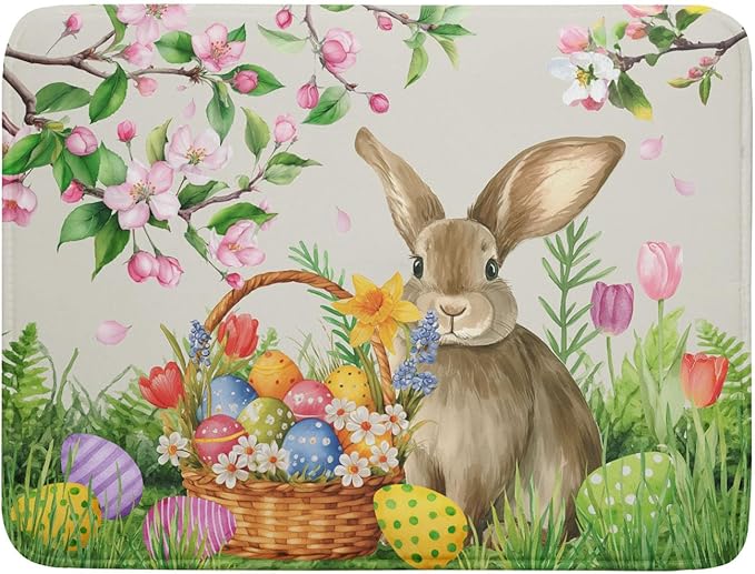 Easter Bunny Colorful Eggs Dish Drying Mat by Sweetshow