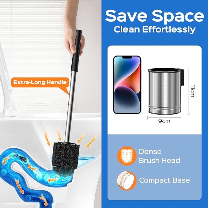 HAMITOR Toilet Bowl Brush Set: Compact Space-Saving Design - Image 3