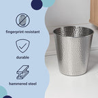 happimess HPM1110C Axel Modern Minimalist Hammered Steel 2-Gallon Wastebasket - Image 3