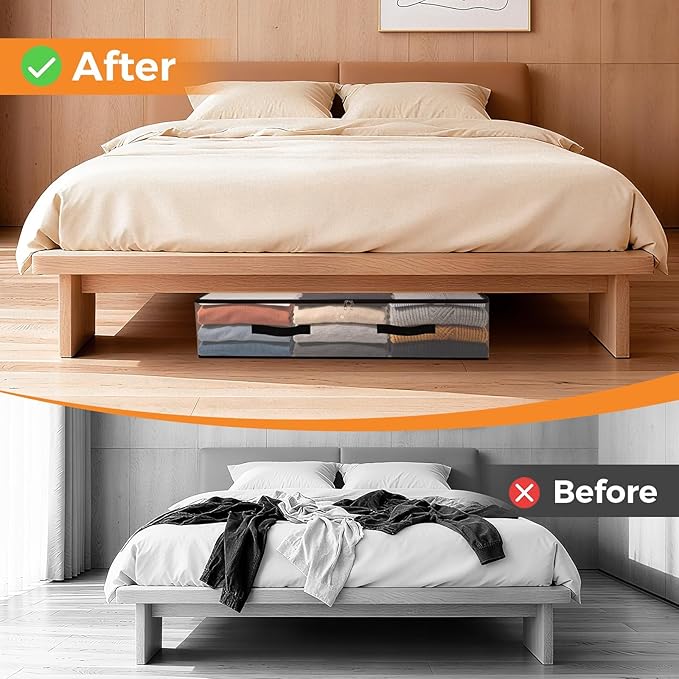 6 Pack Under Bed Storage Bags, 75L Foldable Clear Storage Containers - Image 5
