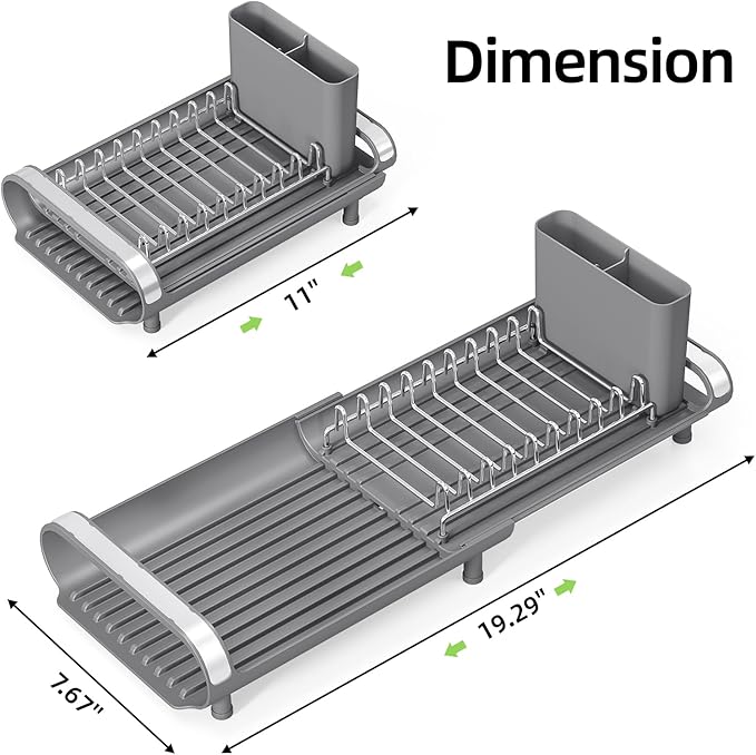 TOOLF Small Dish Drying Rack, Mini Expandable Compact Dish Rack, Slim - Image 9