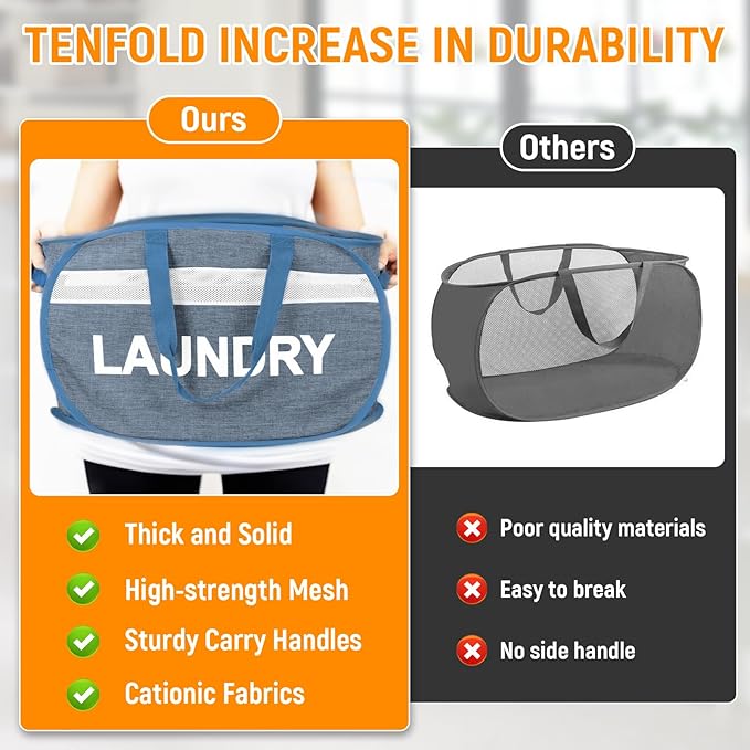 Collapsible Laundry Baskets, Foldable Laundry Basket - Image 6