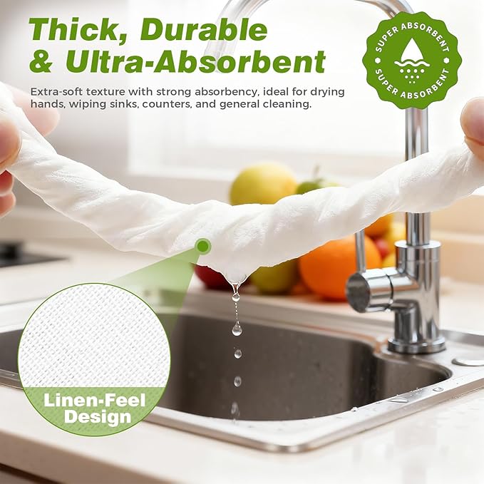 600 Pack Disposable Bathroom Hand Towels Super Value Bulk, Linen-Feel Absorbent - Image 5