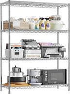 Xcity Storage Shelves, 4 Tier Heavy Duty Metal Shelving Unit with Wheels, 1600 LBS Capacity Adjustable Steel Wire Shelf Organizer for Pantry, Kitchen, Garage, 18" D x 36" W x 60" H, Chrome by Unknown