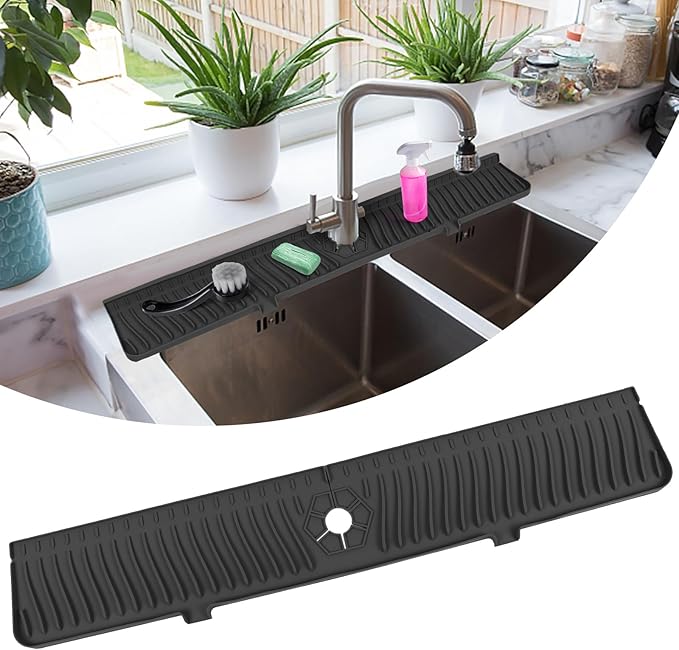 30 Inch Longer Faucet Mat for Kitchen Sink, Silicone Sink Faucet Mat Splash by highydroLED