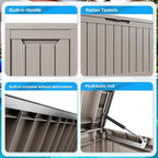 ROJIK Outdoor Storage Housing Deck Box - Waterproof Patio Furniture, Garden Tools, Cushions, Pool Accessories Storage Bench with Lockable Lid and Side Handles (Grey 200 Gal) - Image 7
