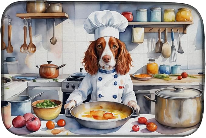 Caroline's Treasures DAC6337DDM Welsh Springer Spaniel The Chef Dish Drying Mat by CarolinesTreasures
