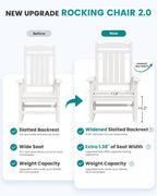 SERWALL Oversized Outdoor Rocking Chair, All-Weather Patio Rocking Chair, HDPE Porch Rocker for Adults, White - Image 6