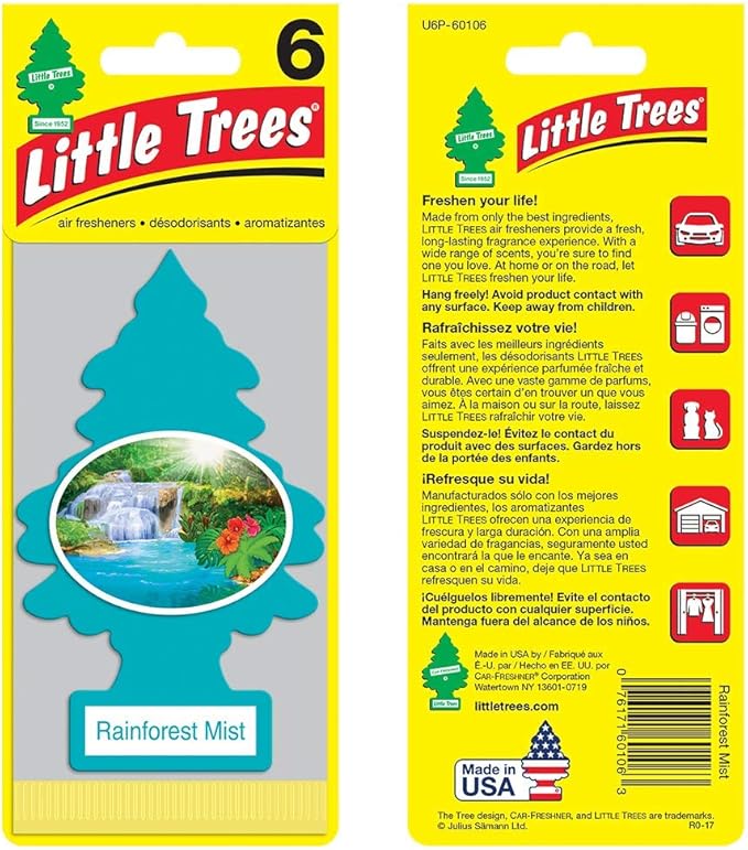 Little Trees Cardboard Hanging Car, Home & Office Air Freshener, Rainforest Mist - Image 2