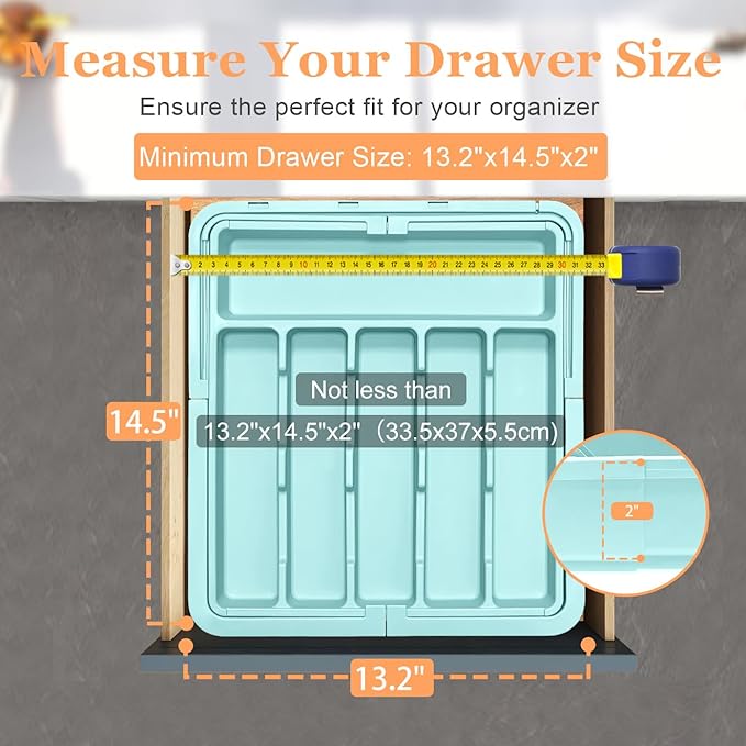 Silverware Organizer Expandable Kitchen Utensil Drawer Organizer Large BPA Free - Image 5