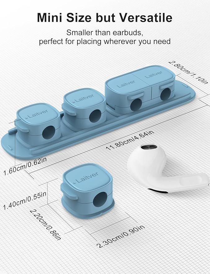6 Pack Magnetic Cable Clips, Laitver Cord Organizer Holder Strong Adhesive Desk - Image 8