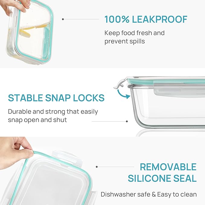 Vtopmart 2Pack 1860ml/63oz Large Glass Containers Food Storage - Image 6