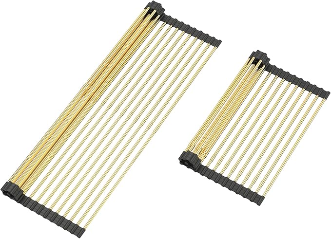 Large Telescopic Draining Rack, Non-Slip Silicone Rolling Dish Drainer Roll by ARAINY