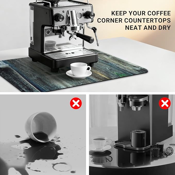 Coffee Maker Mat 20x12 Inch, Wood Grain Panel Style, Absorbent Hide Stain - Image 5