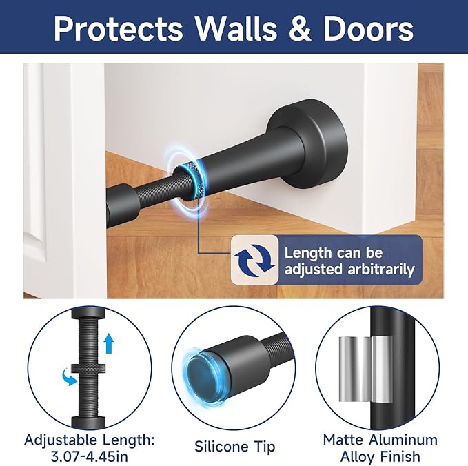 5Pcs Adjustable Door Stopper, 3.07-4.45in Aluminum Door Stoppers - Image 5