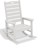 SERWALL HDPE Outdoor Rocking Chair, Oversized Rocking Chair with Footboard, High Back Porch Rocker Chair with 350lbs Support, White by SERWALL