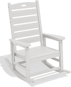 SERWALL HDPE Outdoor Rocking Chair, Oversized Rocking Chair with Footboard, High Back Porch Rocker Chair with 350lbs Support, White by SERWALL
