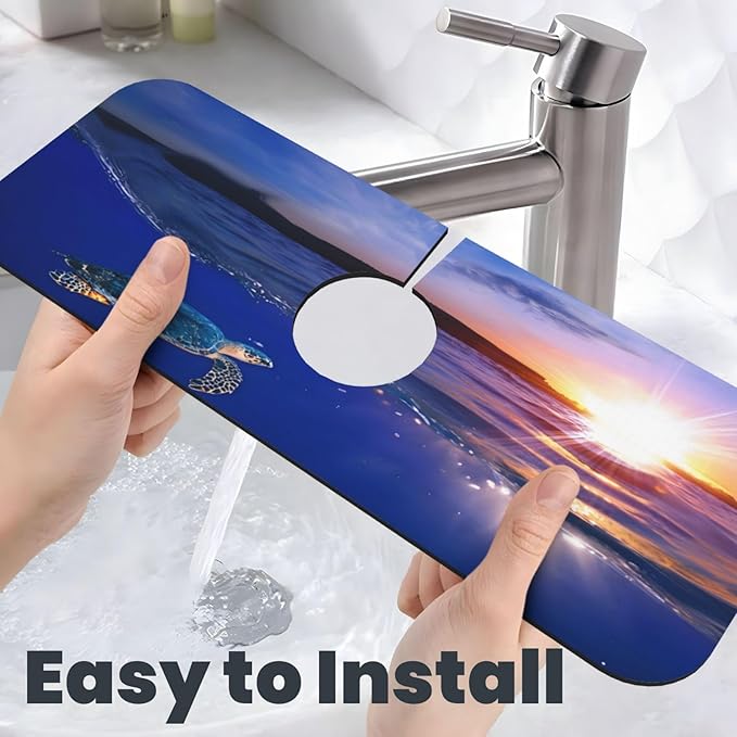 Sea turtle Kitchen sink faucet pad, strong water absorption, anti slip - Image 6