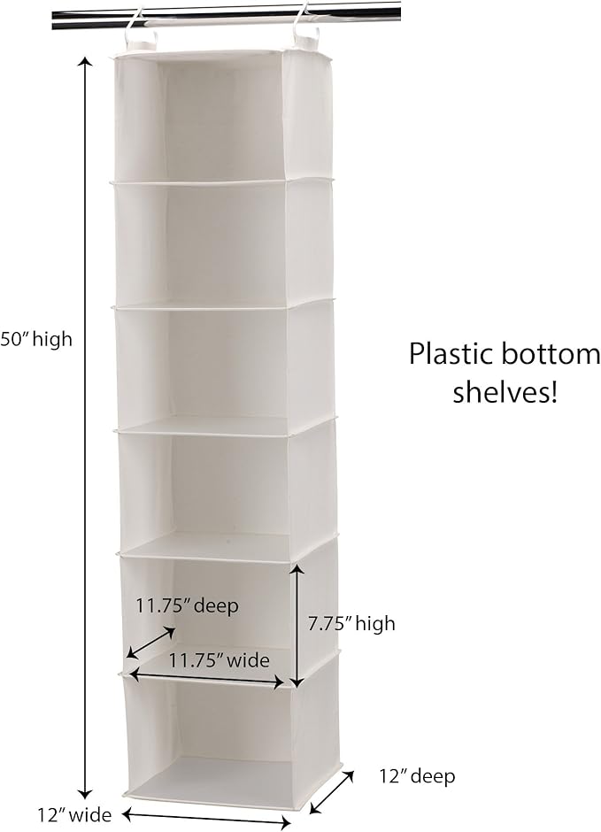 Household Essentials 311312 Hanging Closet Organizer | 6-Shelves | Natural - Image 3
