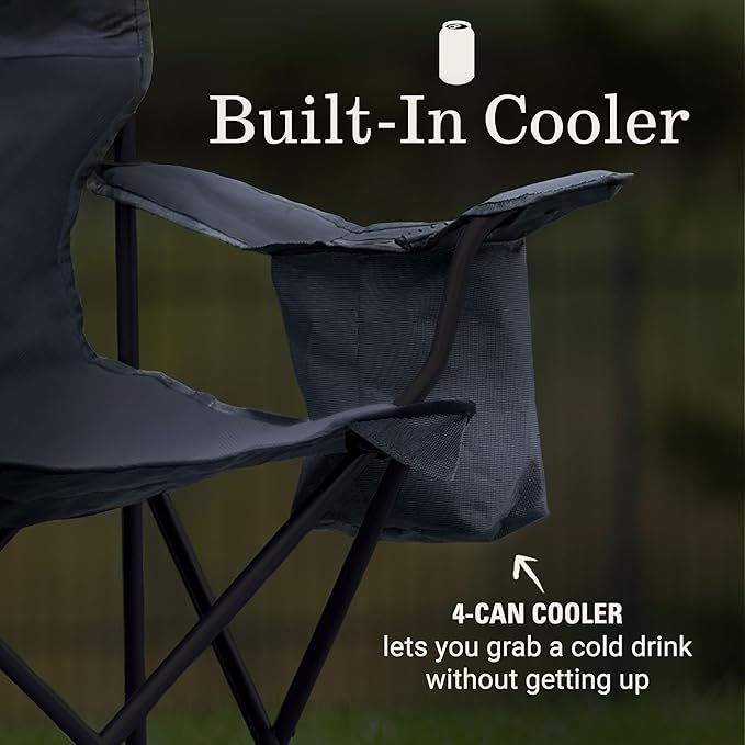 Coleman Portable Camping Chair with 4-Can Cooler, Cushioned Seat & Back with Side Pockets & Cup Holder, Carry Bag Included, Great for Camping, Tailgating, Firepits, Patio, & More - Image 4