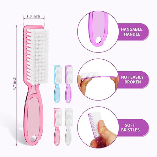 12 Pcs Handle Grip Cleaning Brushes, Hand Fingernail Nail Scrub Manicure Brush - Image 2