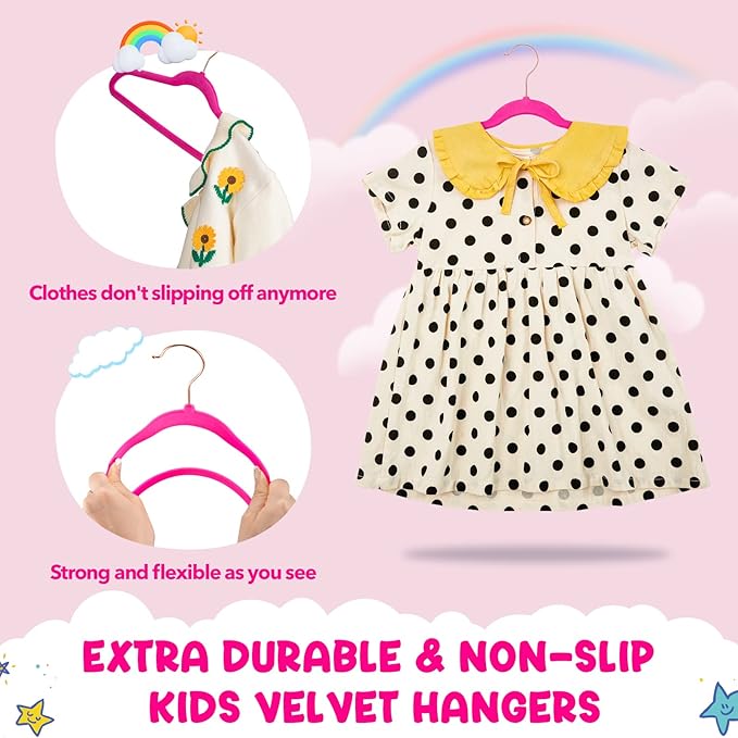 HOUSE DAY Velvet Kids Hangers 60 Pack, Premium Childrens Hangers - Image 4