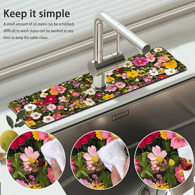 Bimkole 1 PCS Faucet Absorbent Mat, Kitchen Faucet Sink Splash Guard Wraparound - Image 5