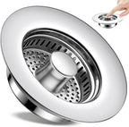 Kitchen Sink Drain Strainer 3 in 1, 304 Stainless Steel Pop Up Sink Stopper by TGOSOMT%C2%AE