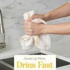 MosJos Kitchen Towels Set of 4 Dish Towels Yellow n White Waffle Weave Cotton - Image 3