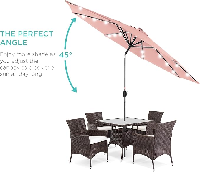 Best Choice Products 10ft Solar Polyester LED Lighted Patio Umbrella w/Tilt Adjustment and UV-Resistant Fabric - Image 2