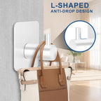 Adhesive Hooks for Bathrooms, 4 Piece Towel Hooks for Hanging Hat Robe Coat - Image 6