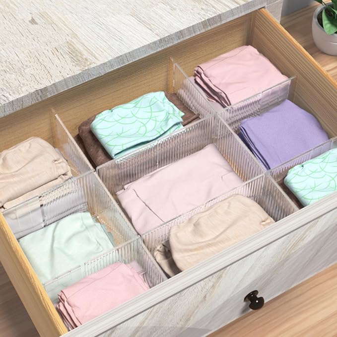 Onerbuy 8pcs Adjustable Grid Drawer Dividers DIY Plastic Closet Separator Tidy - Image 4