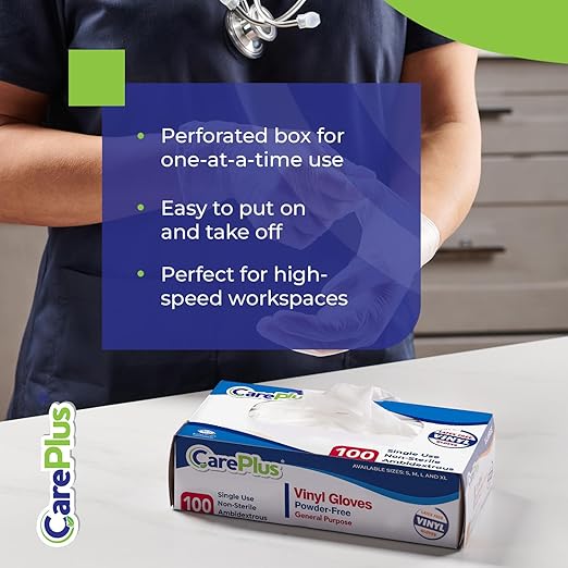 CARE PLUS Vinyl Gloves Clear Extra Large Size 1000 Count | Heavy Duty, - Image 6