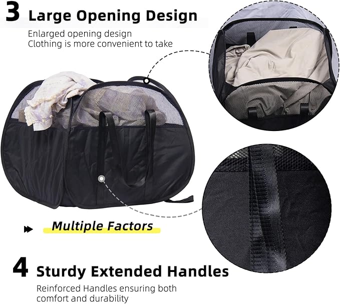 Collapsible Laundry Basket, 90L Foldable Pop Up Laundry Hamper - Image 4